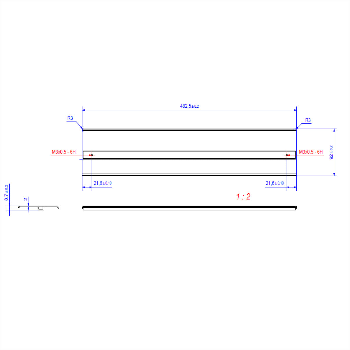 Bachmann TOP FRAME Einbausteckdosenleiste, 8-fach, Einbau, 480×90×100 mm – schwarz