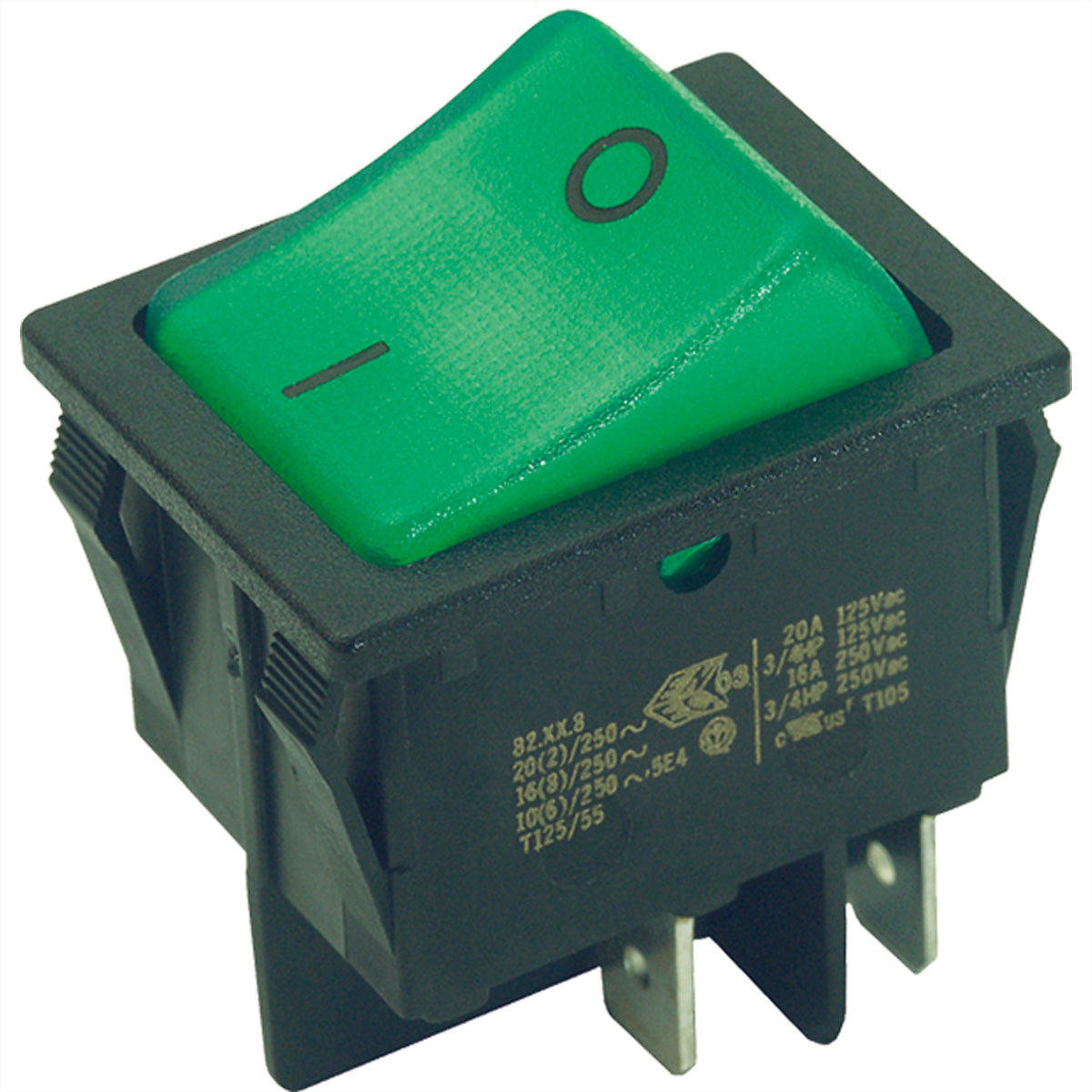 Bachmann Hilfsschalter Serie 3652 – 250 V, 2-polig, Flachstecker 6,3×0,8 mm, Schwarz/Grün