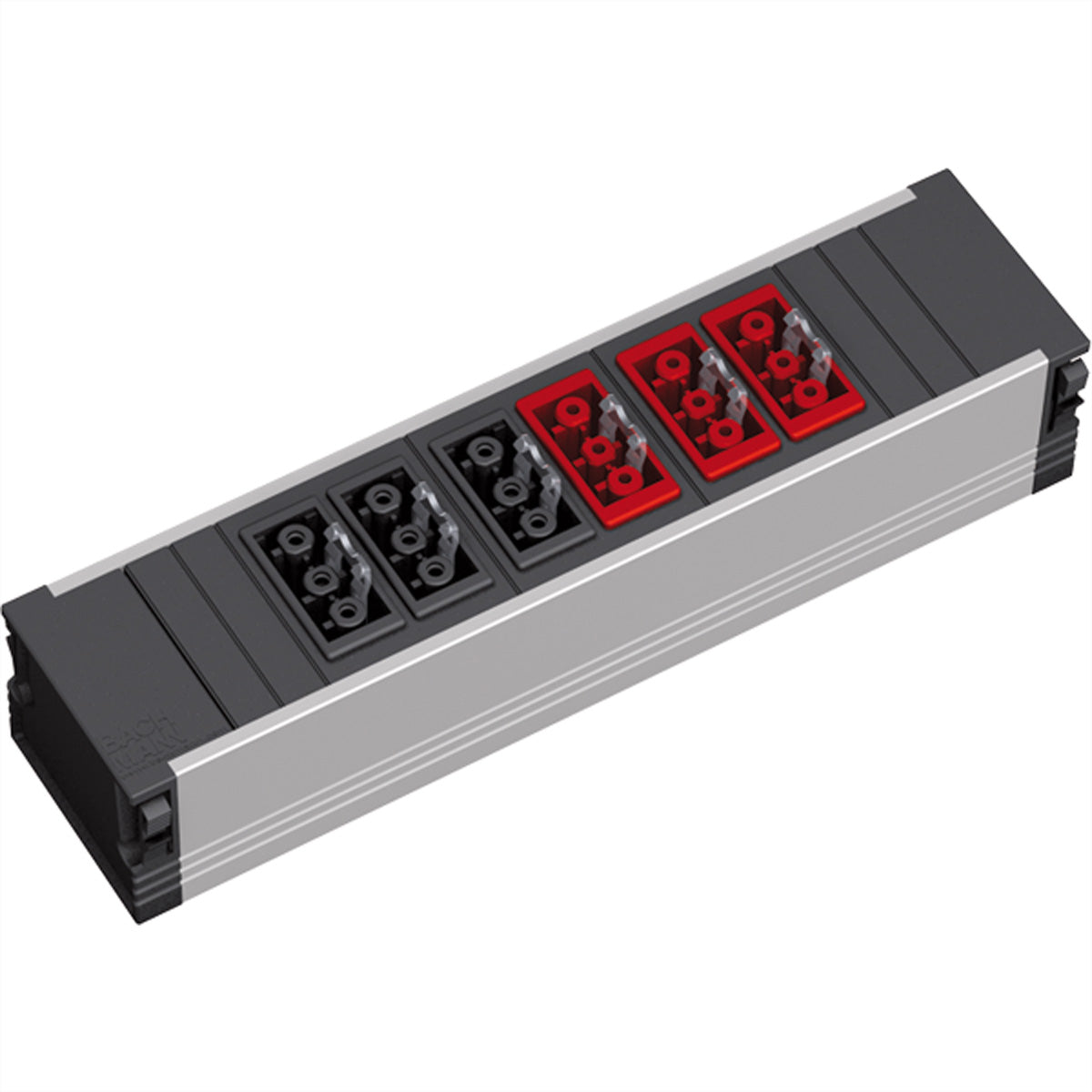 Bachmann Consolidation Point Steckdosenleiste, 2×GST18, ohne Schalter – schwarz / silber
