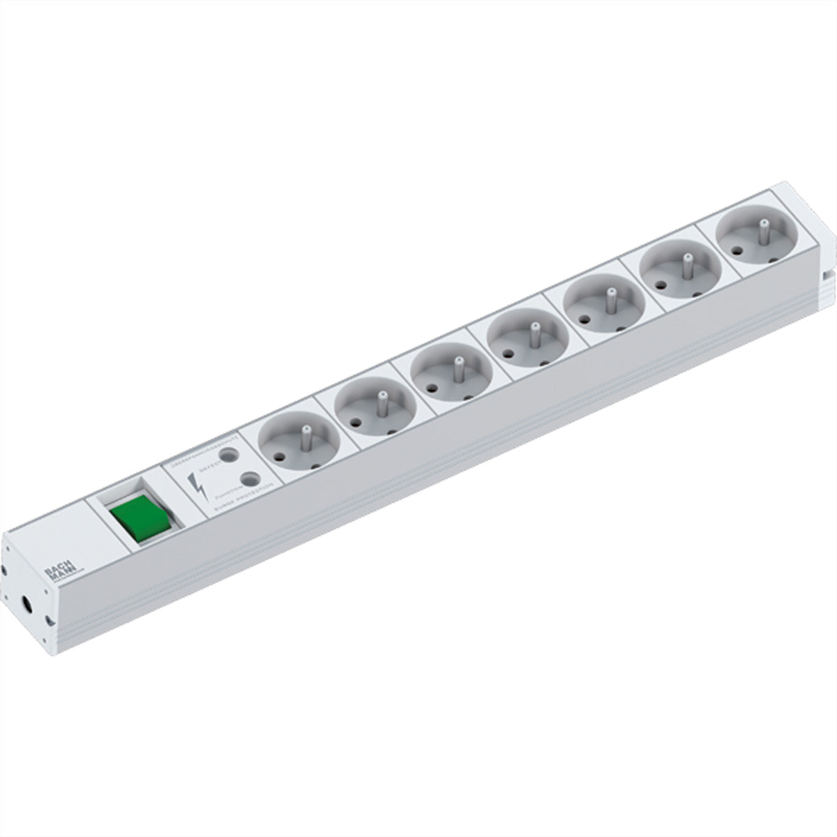 Bachmann 19" Steckdosenleiste 1U, 7× UTE (Typ E), mit Schalter, 2 m, Überspannungsschutz