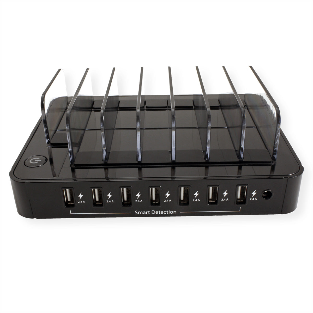 ROLINE USB-Desktop-Ladegerät 84 W – USB-A×7, SmartID, Überspannungsschutz – EU-Stecker (Typ C) – Schwarz