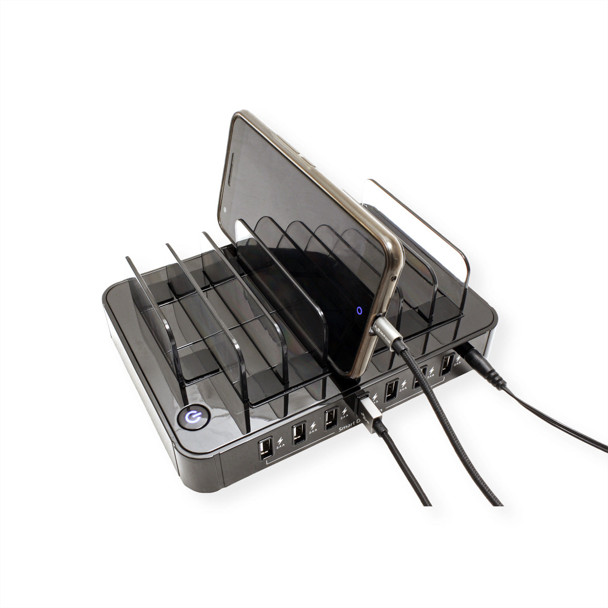 ROLINE USB-Desktop-Ladegerät 84 W – USB-A×7, SmartID, Überspannungsschutz – EU-Stecker (Typ C) – Schwarz
