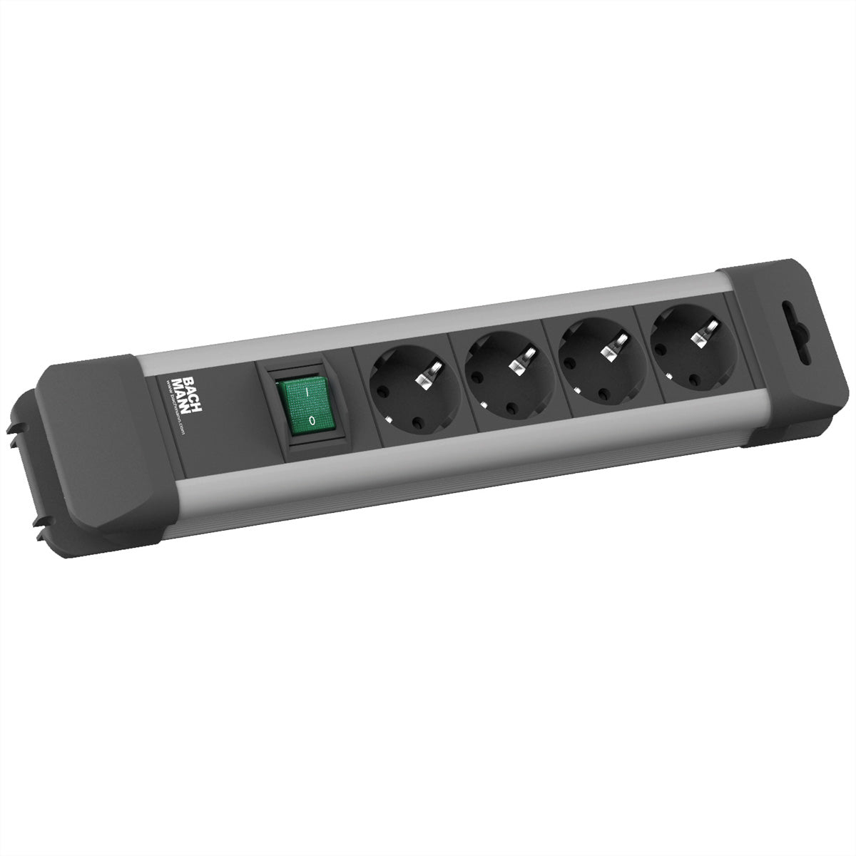 Bachmann CONNECTUS – Steckdosenleiste, 4× Schuko (Typ F), mit Schalter, 2 m, Stecker Schutzkontakt-Winkelstecker