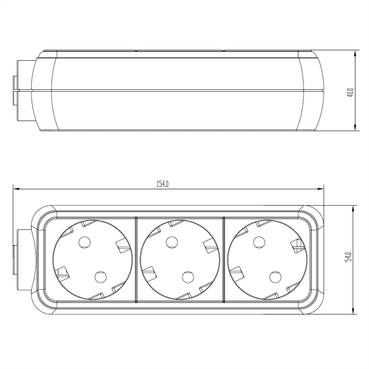 Bachmann Steckdosenleiste – 3×Schuko (Typ E/F), 3,0 m Kabel, 16 A/3600 W, Schutzkontakt-Winkelstecker