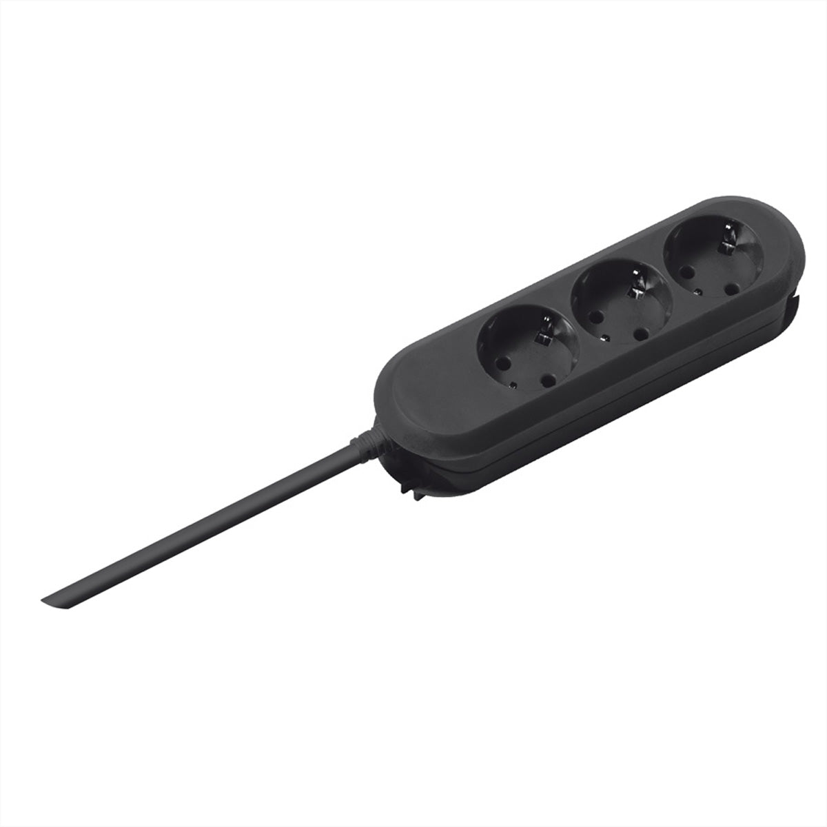 Bachmann Steckdosenleiste – 3×Schuko (Typ E/F), 3 m, 16 A/3680 W, Berührungsschutz, Schwarz