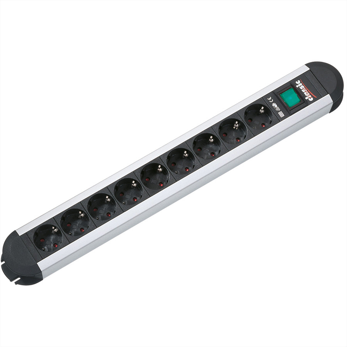 Bachmann PRIMO – Steckdosenleiste, 9× Schuko (Typ F), mit Schalter, 1,75 m, Winkelstecker
