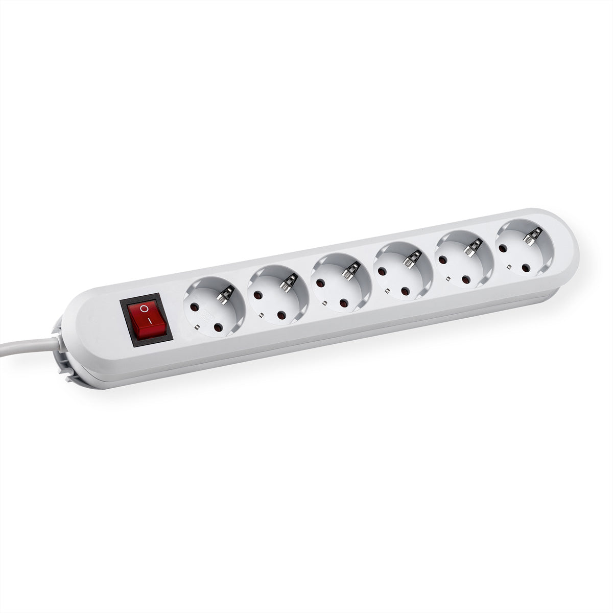 Bachmann Steckdosenleiste, 6×T13, mit 2-poligem beleuchtetem Schalter, 3 m, Kinderschutz – weiss