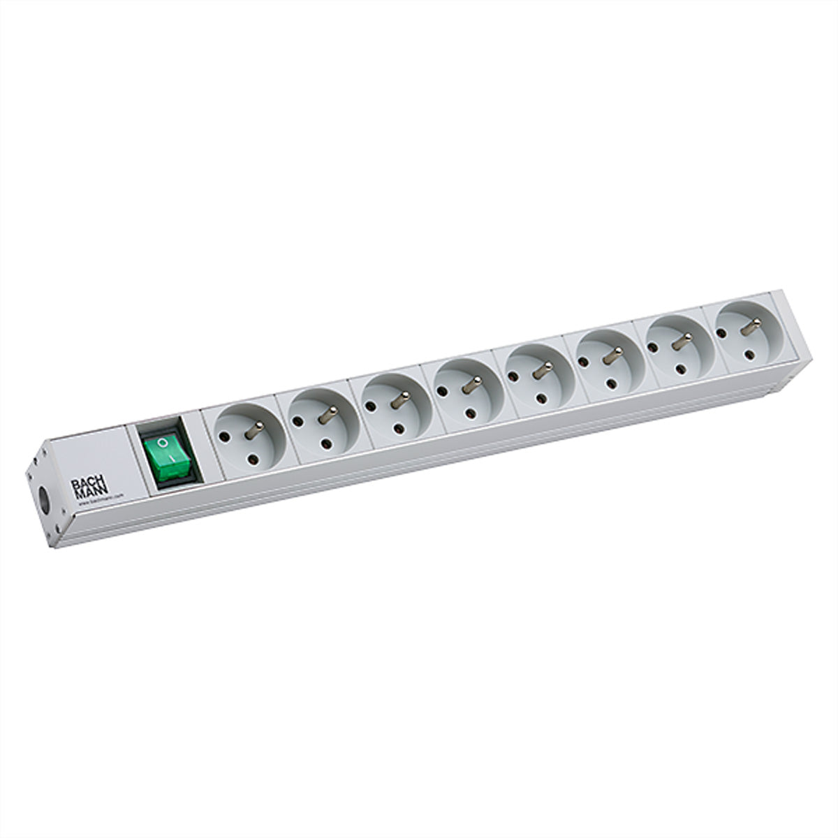Bachmann Rack-PDU Basic 1U, 8×UTE, Eingang Schutzkontaktwinkelstecker, 2 m – grau