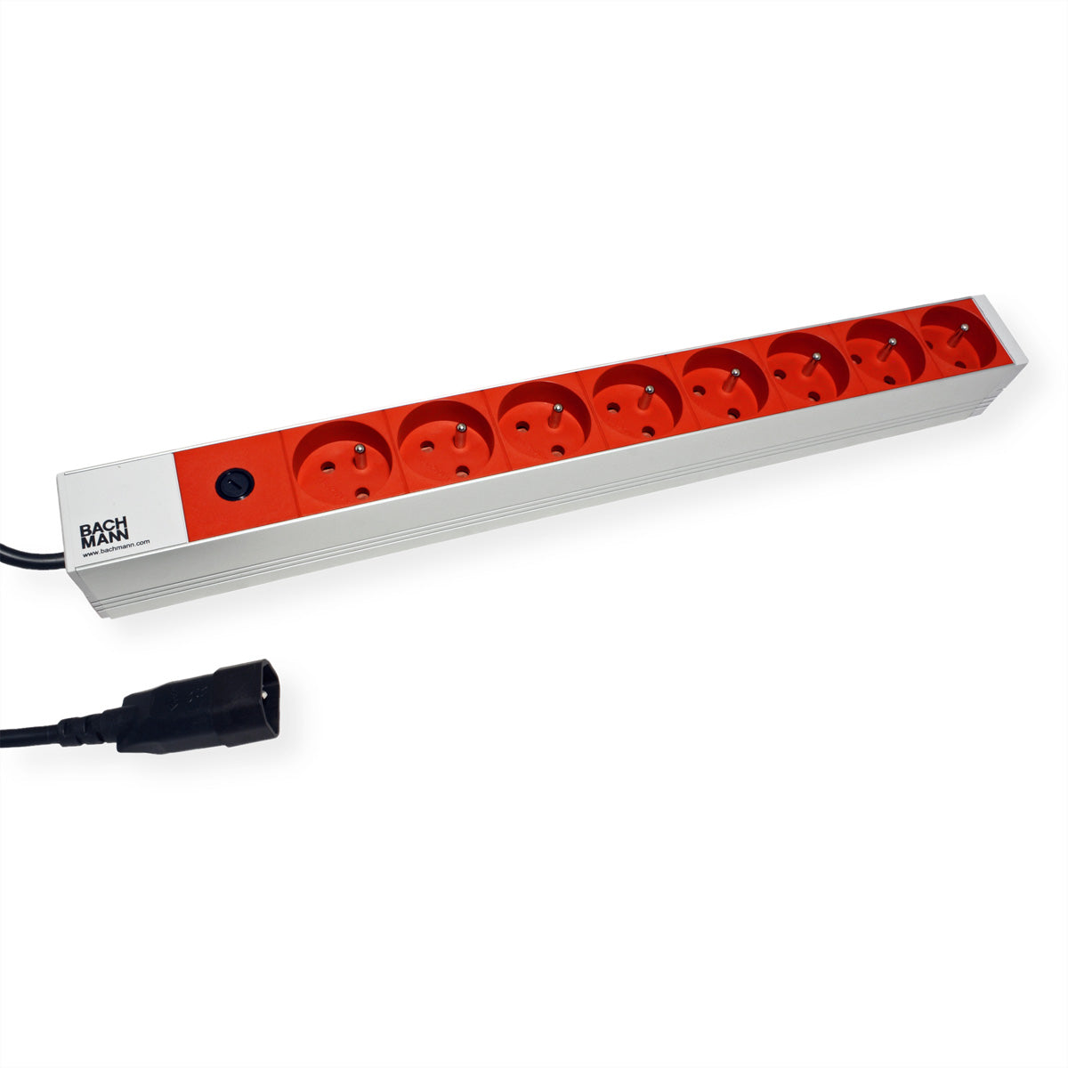 Bachmann Rack-PDU Basic 1U, 10 A 230 V, 8×UTE, Eingang C14, 2 m – grau
