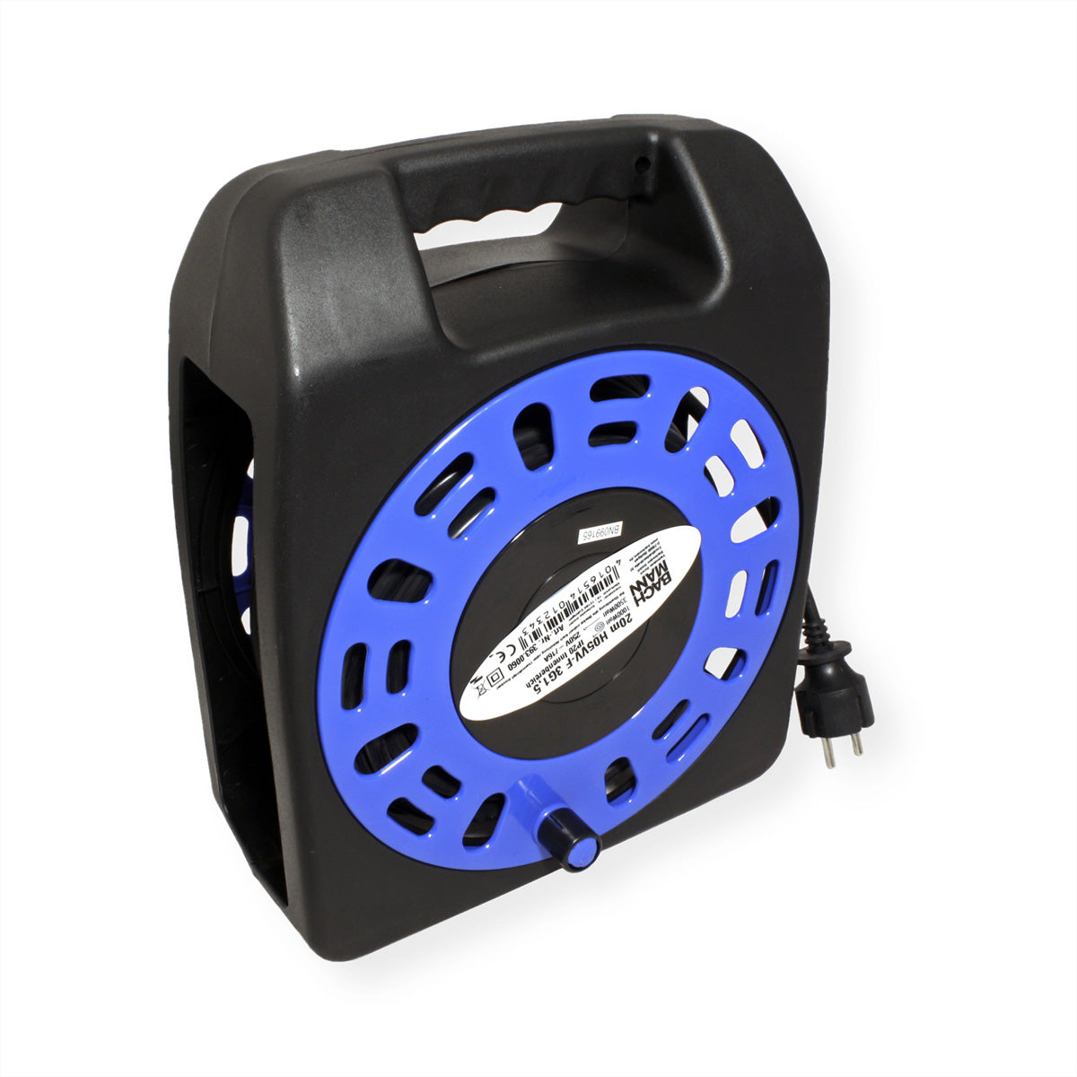 Bachmann Kabelrolle – 4× Schutzkontakt (Typ F), 20 m, Schwarz