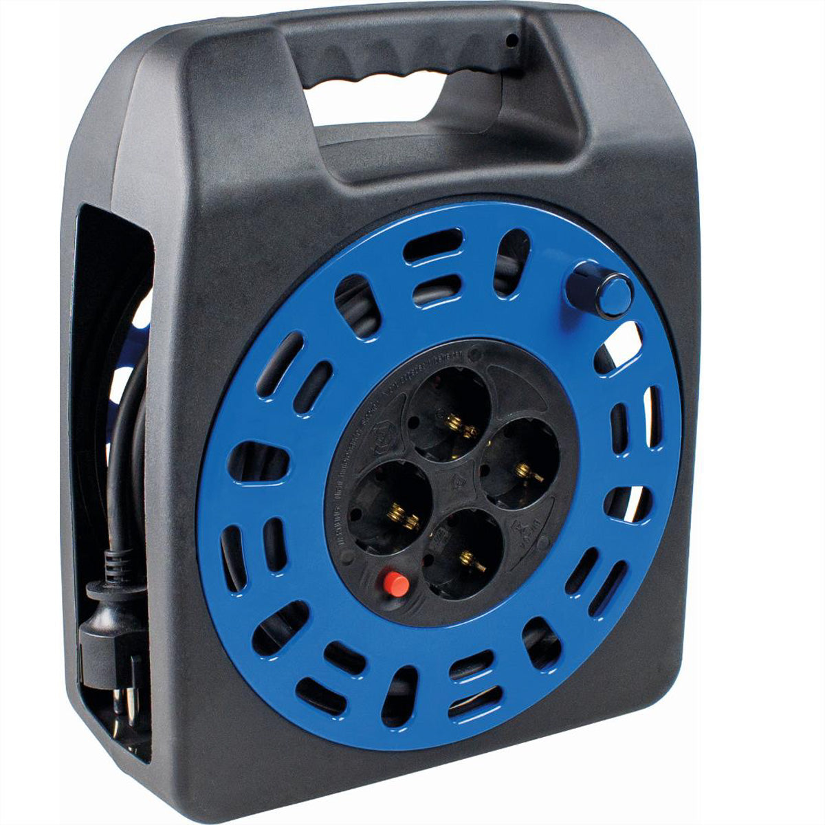 Bachmann Kabelrolle – 4× Schutzkontakt (Typ F), 20 m, Schwarz