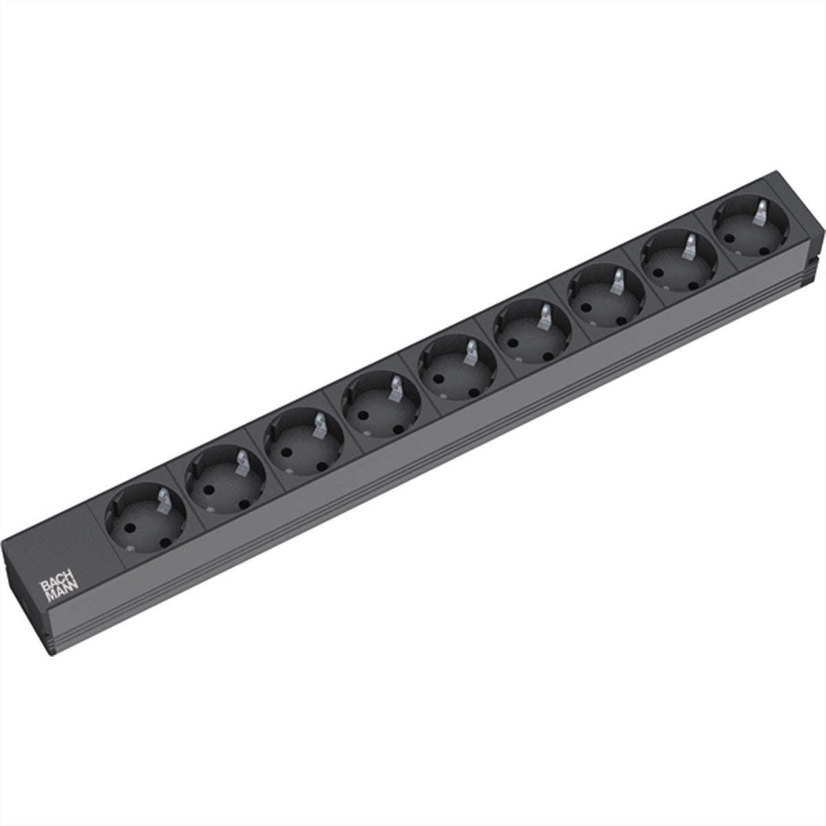 Bachmann Steckdosenleiste 9×Schuko (Typ F), ohne Schalter, 2 m – Schwarz
