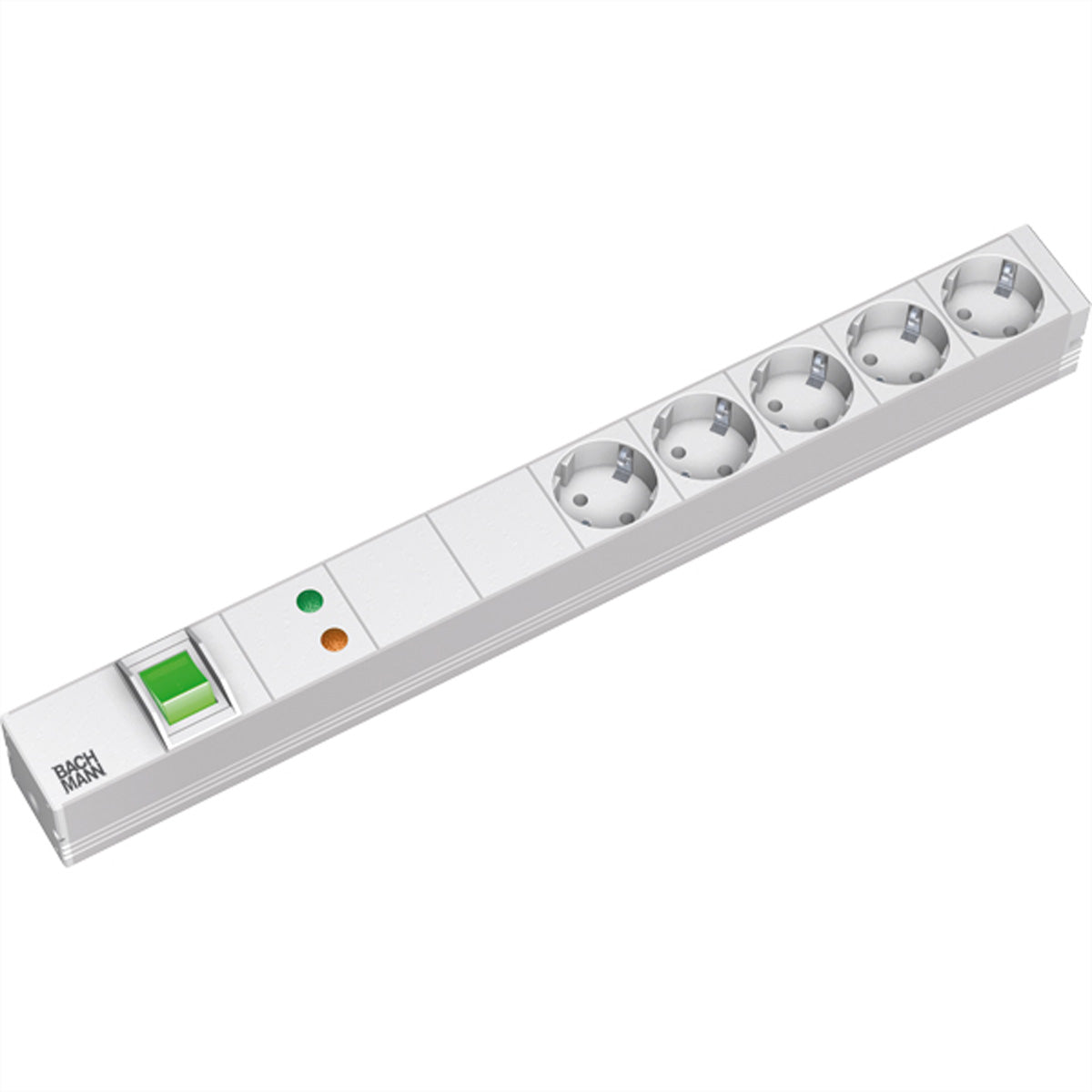 Bachmann 19" Steckdosenleiste, 5× Schuko (Typ F), mit Schalter, 2 m, Stecker Schutzkontakt (Typ E/F)