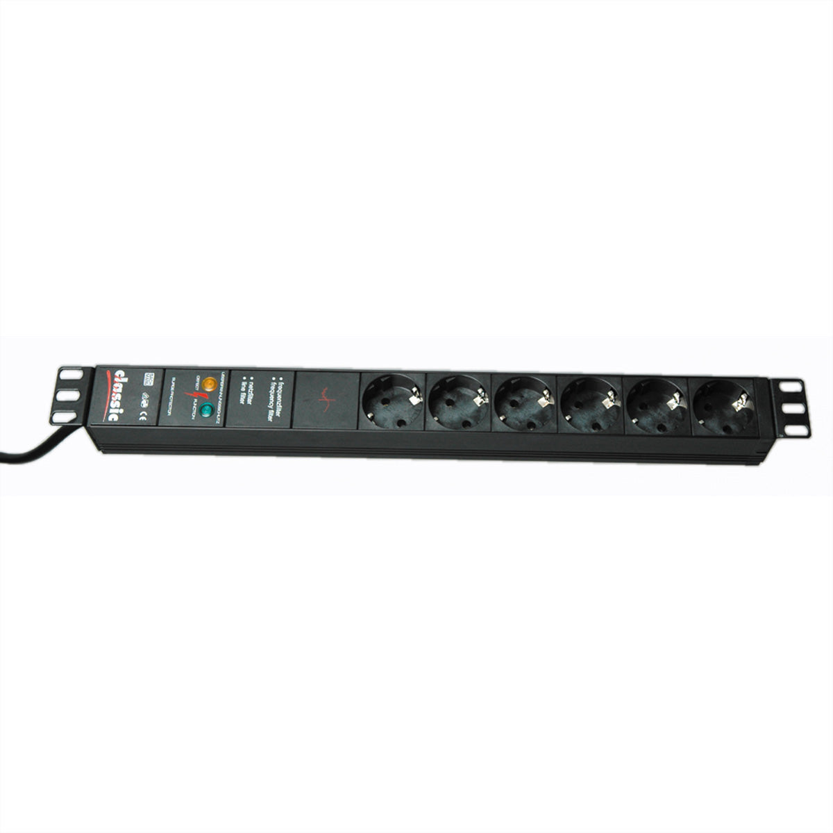 Bachmann Rack-PDU – 1U, 6× T13, Schuko (Typ E/F), 230 V/16 A, 2 m