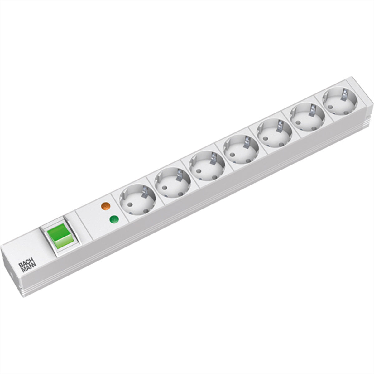 Bachmann 19" Steckdosenleiste, 7× Schuko (Typ F), mit Schalter, 2 m, mit Überspannungsschutz