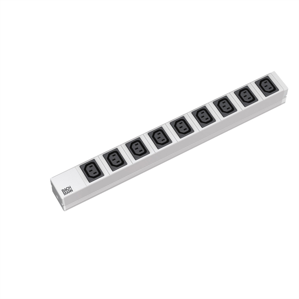 Bachmann Rack-PDU Basic 19" 1U, einphasig 3,6 kW, 9×C13, Eingang Schuko, 2 m – silber