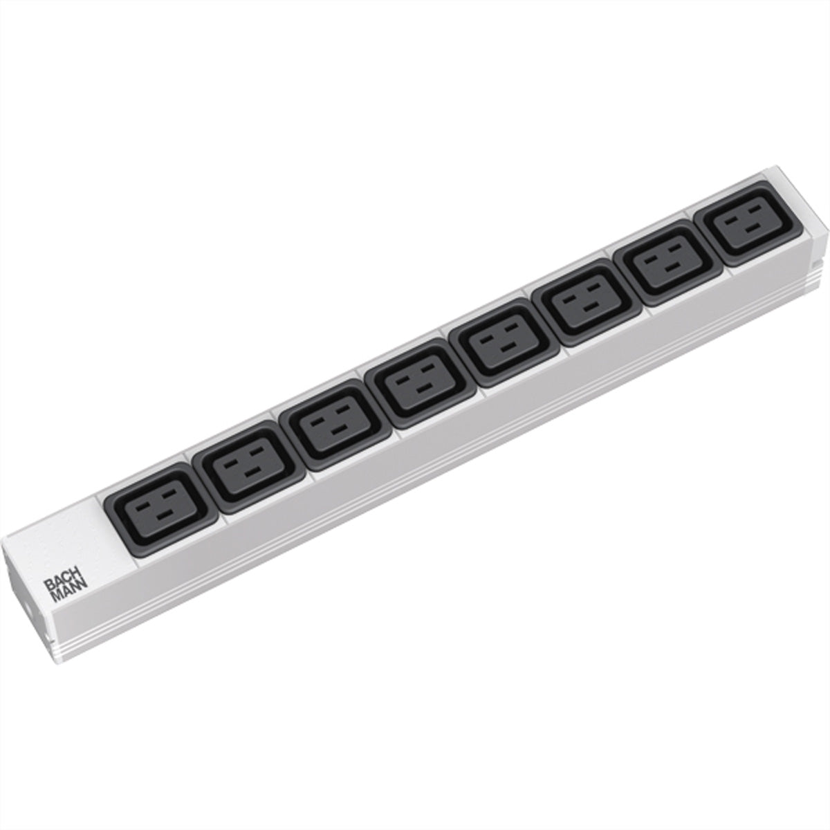 Bachmann 19" Kaltgerätesteckdosenleiste 3600 W – 1U Rackmount, IEC C20 Eingang – C19×8, 2 m Kabel – Aluminium