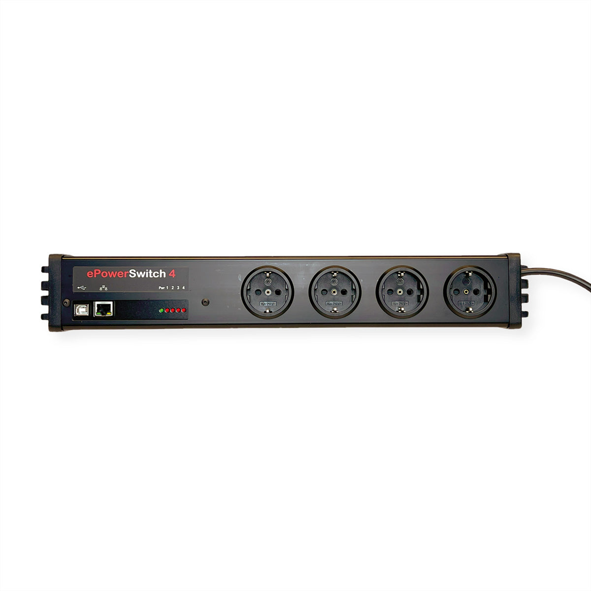 Neol Controller – 2,3 kW, 230 V, 4× CEE 7/3, 19" – Schwarz – ePowerSwitch-4+ D
