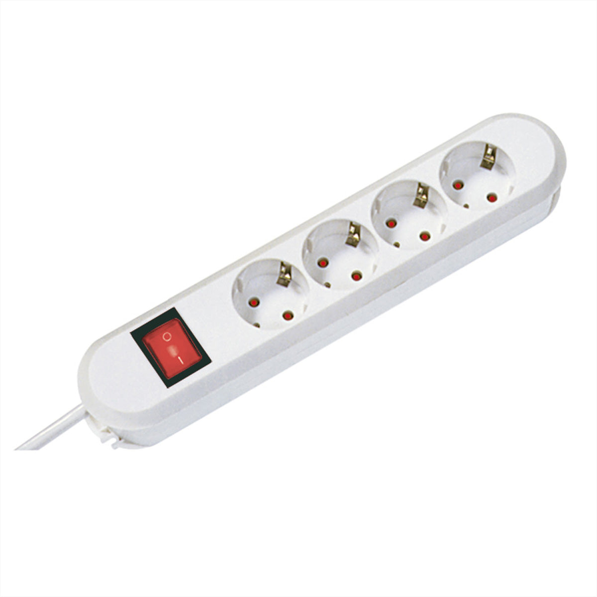 Bachmann SMART Steckdosenleiste, 4×T13, mit Schalter (2-polig, beleuchtet), 1,5 m, Kinderschutz – weiss