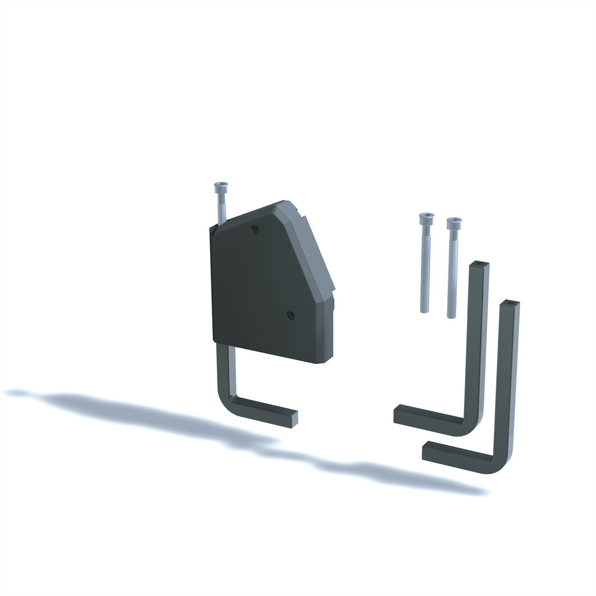 BACHMANN DESK Haltewinkel – für Tischplattenstärke 50–80 mm, 2er-Set, Aluminium eloxiert