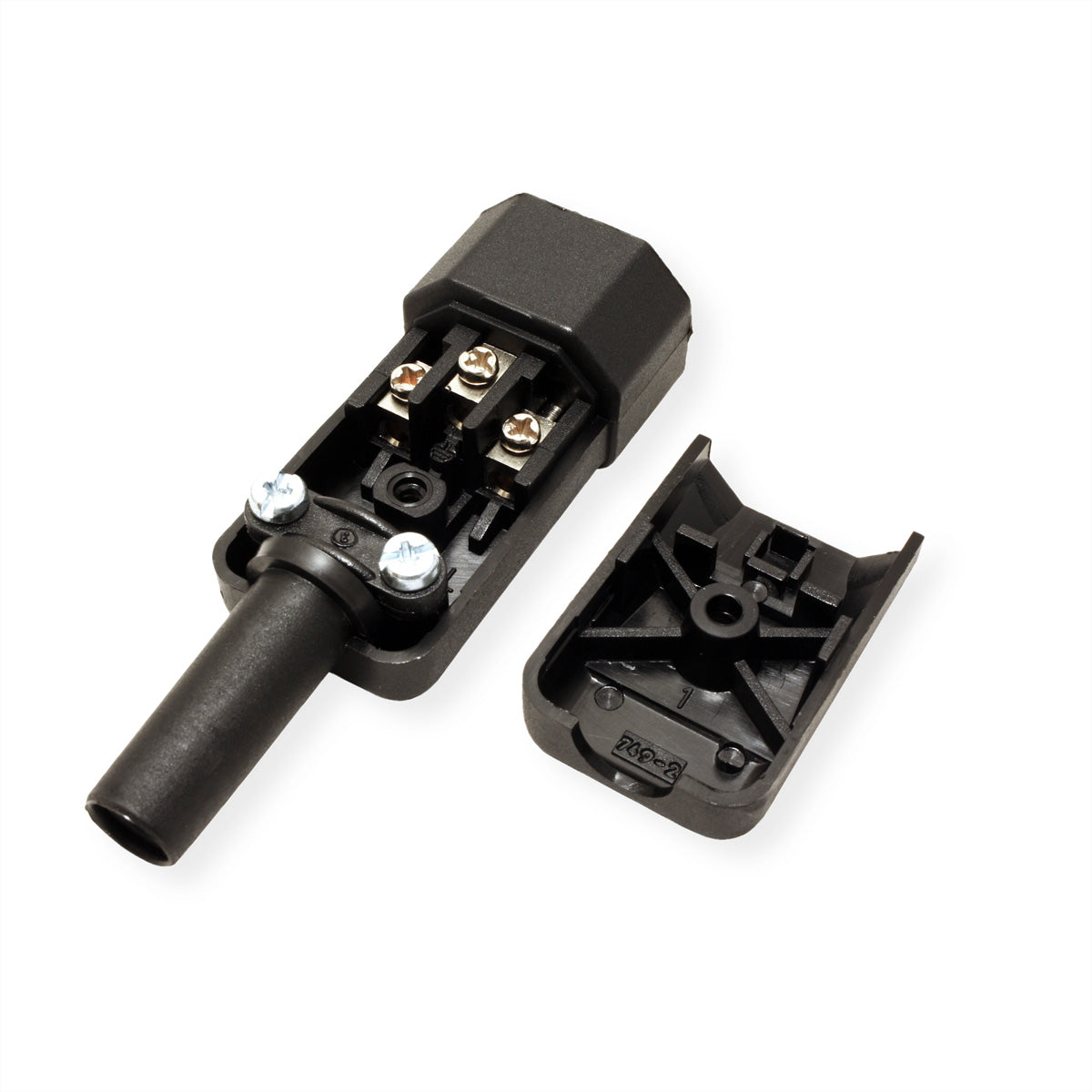 Bachmann Kaltgerätestecker IEC320 C14, 10 A 250 V, Schraubanschluss, zur Selbstmontage – schwarz