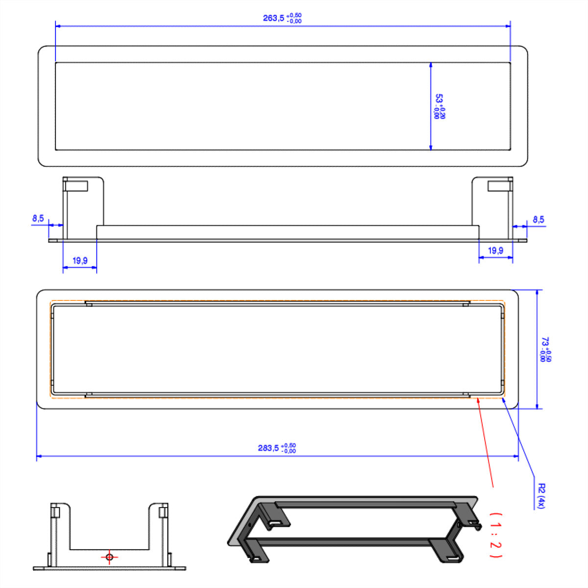 Bachmann POWER FRAME Einbausteckdosenleiste, 4-fach, Einbau – weiss