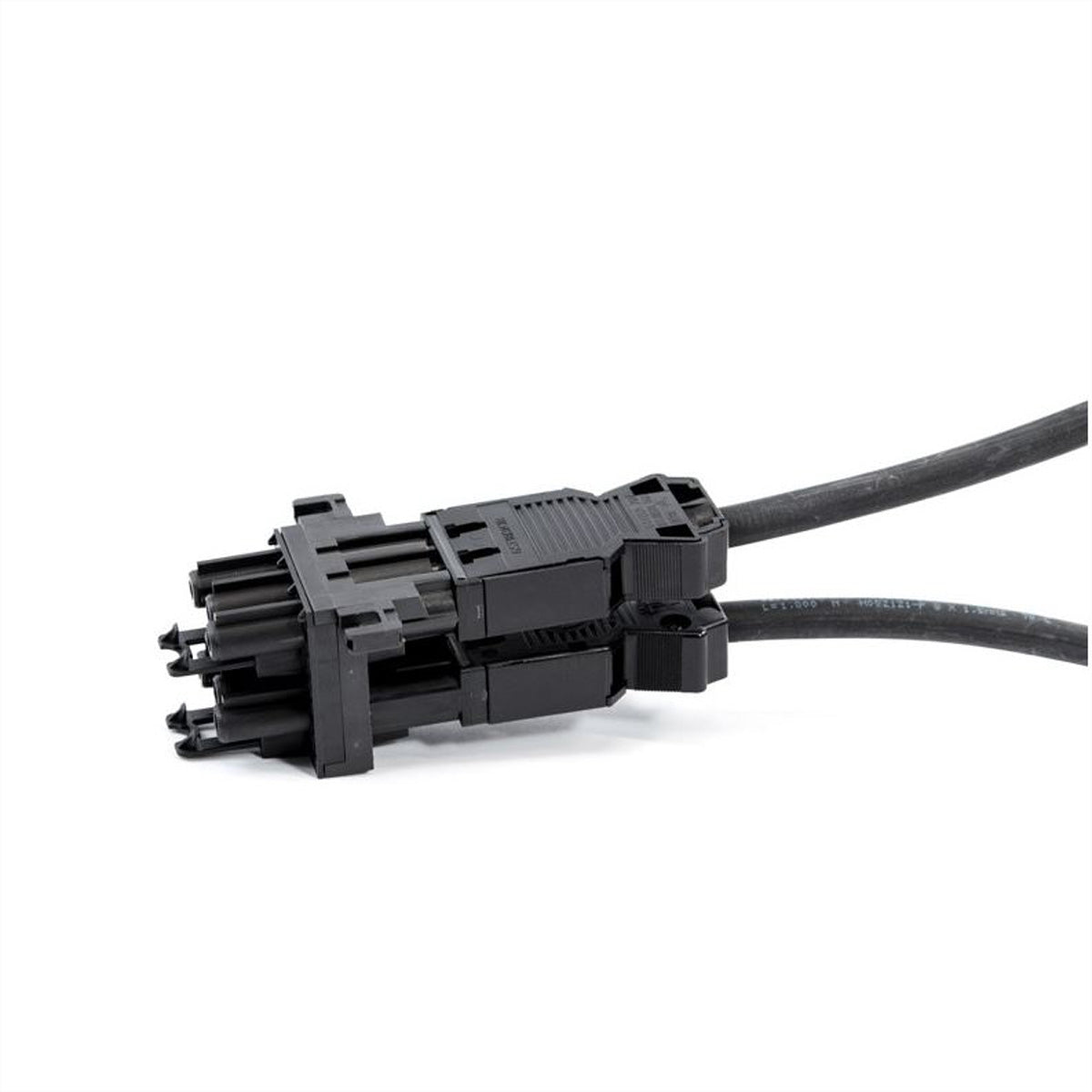 Bachmann Verteilerblock, 1×GST18 (Eingang) + 3×GST18 (Ausgänge), Verriegelungslaschen, 60×40×45 mm – schwarz