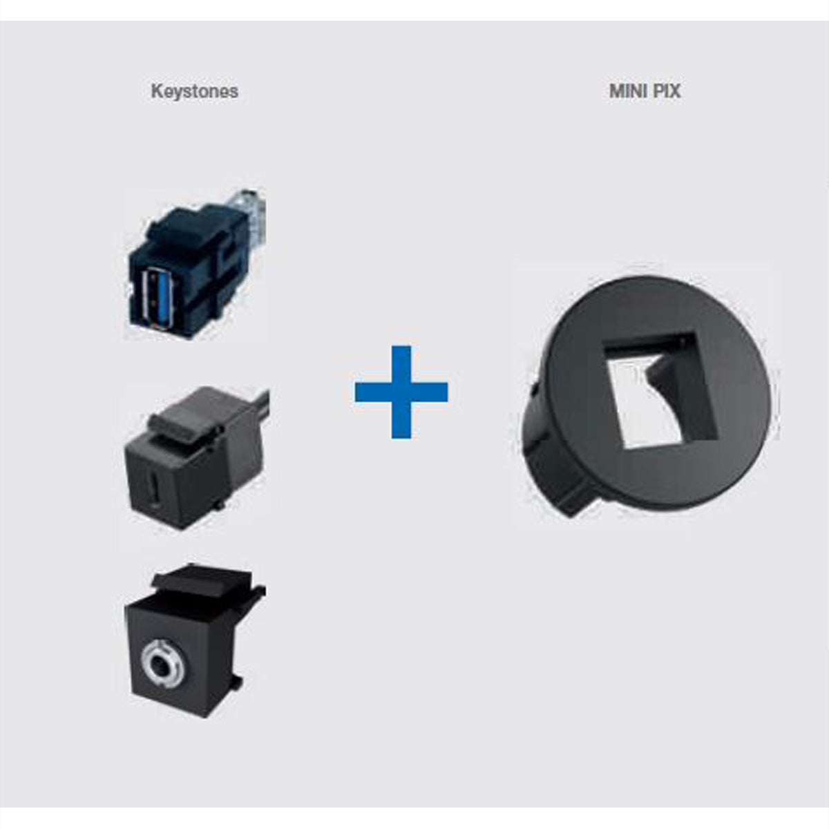 Bachmann MINI PIX Kabeldurchlass – Ø 28 mm – Kunststoff – Schwarz, für Keystone-Module, 1 Stk.