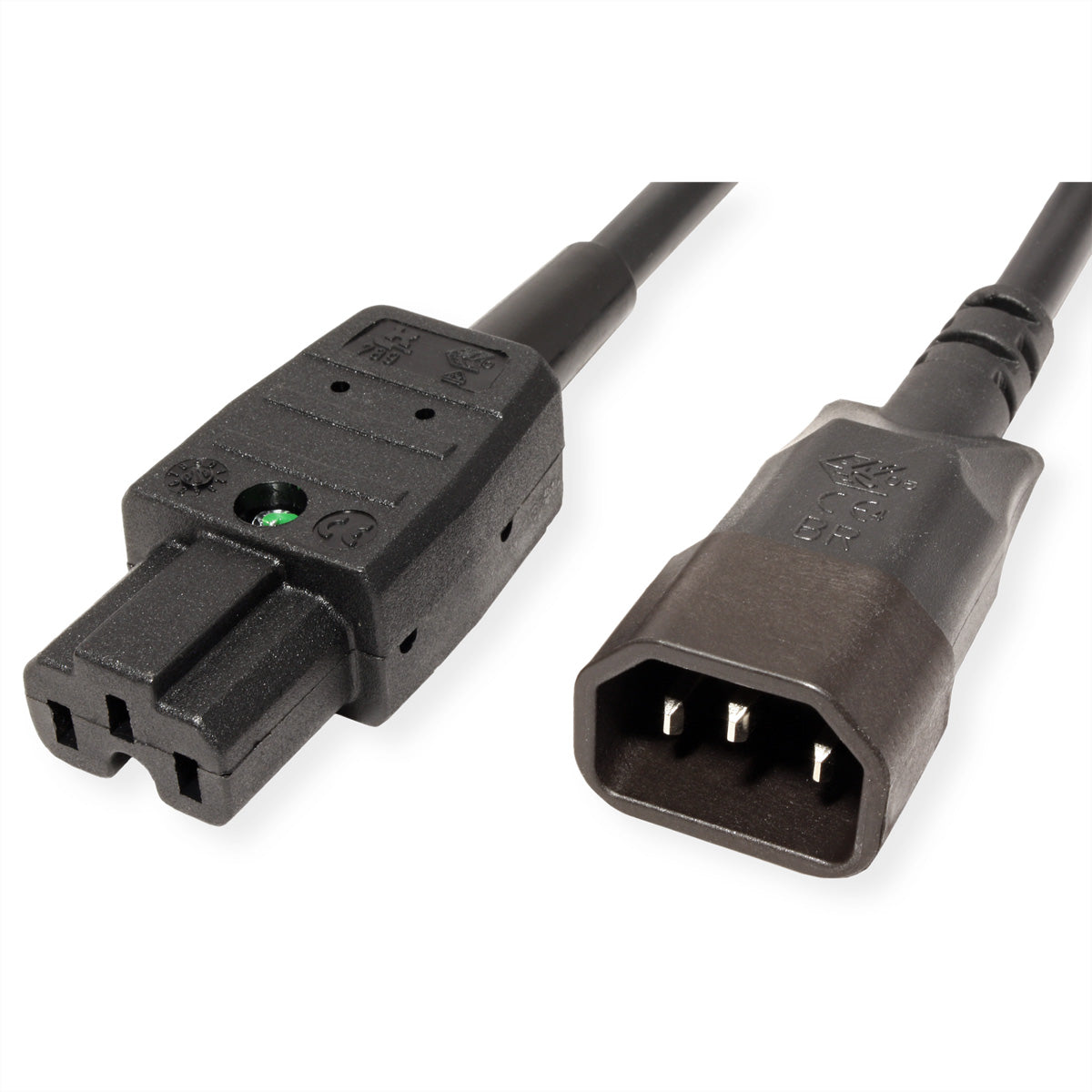 Bachmann Netzkabel – IEC C14–IEC C15, 3 m, 250 V/10 A, schwarz