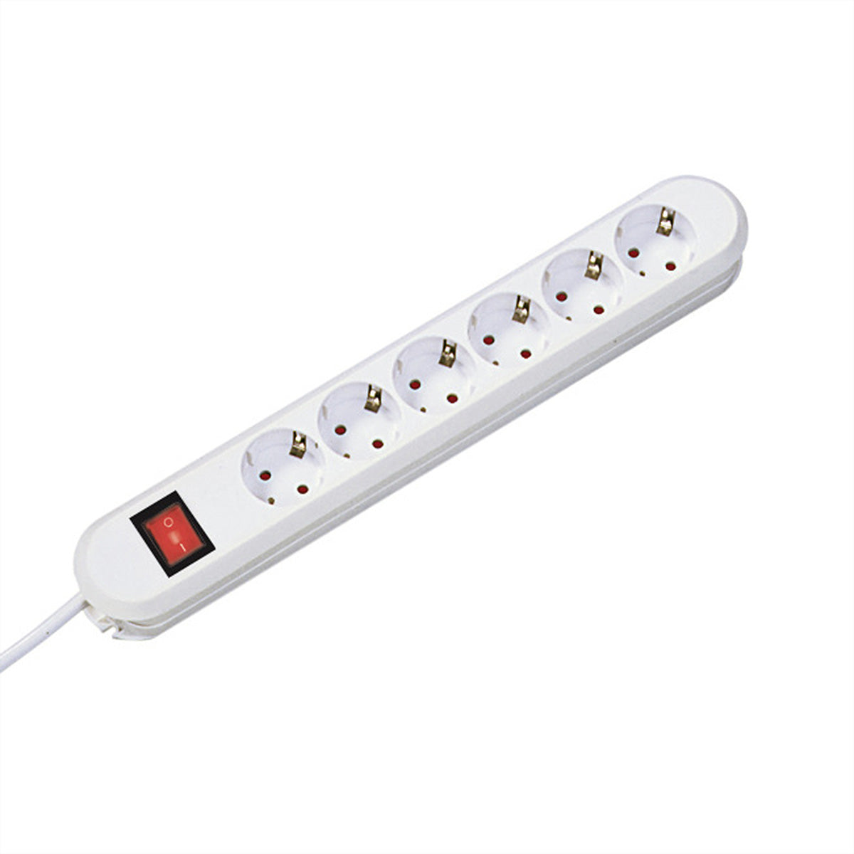 Bachmann Steckdosenleiste, 6×T13, mit Schalter (beleuchtet, 2-polig), 1,5 m – weiss
