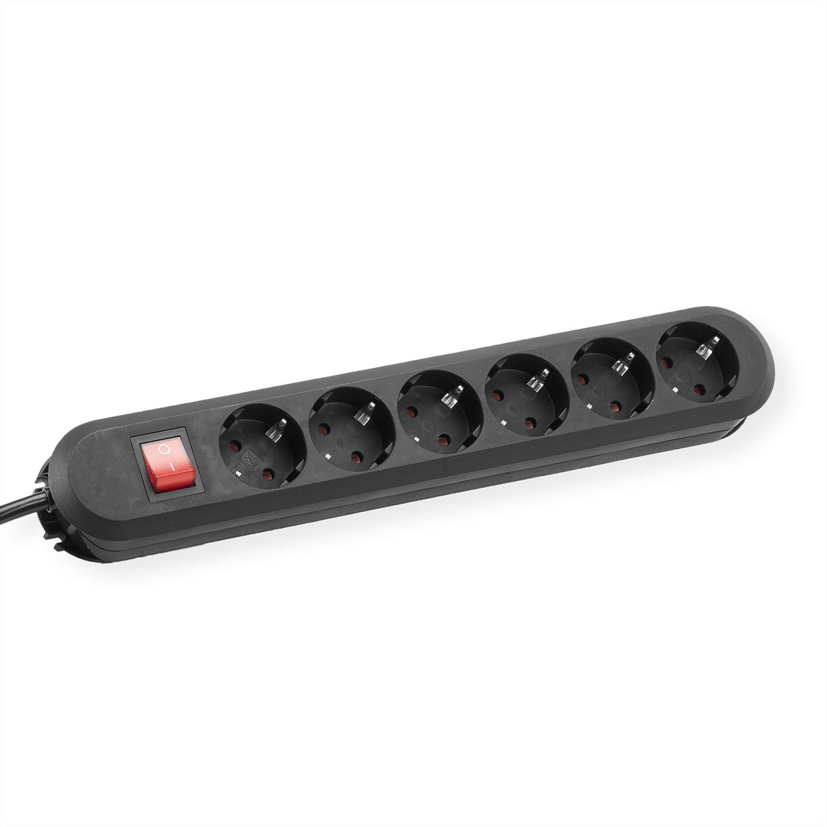 Bachmann SMART Steckdosenleiste, 6×T13, mit Schalter, 1,5 m, Kinderschutz, LED-Anzeige – Schwarz
