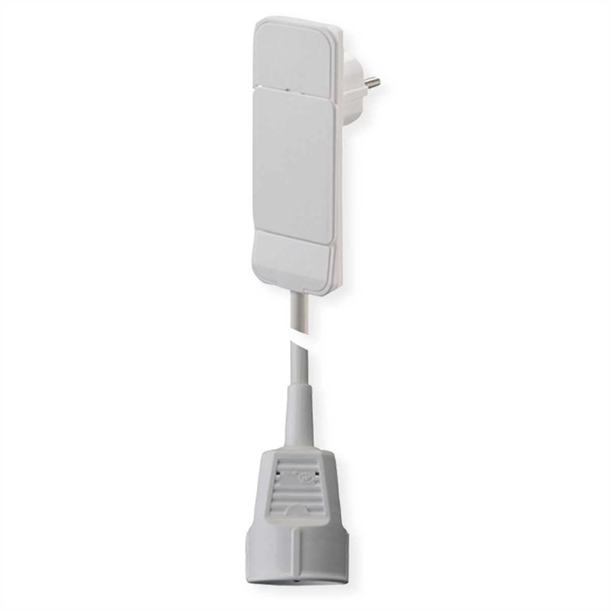 Bachmann Verlängerungskabel – Schuko (CEE 7/7)–Schuko (CEE 7/3), 3 m, 3×1,5 mm², Flachwinkelstecker, Weiss
