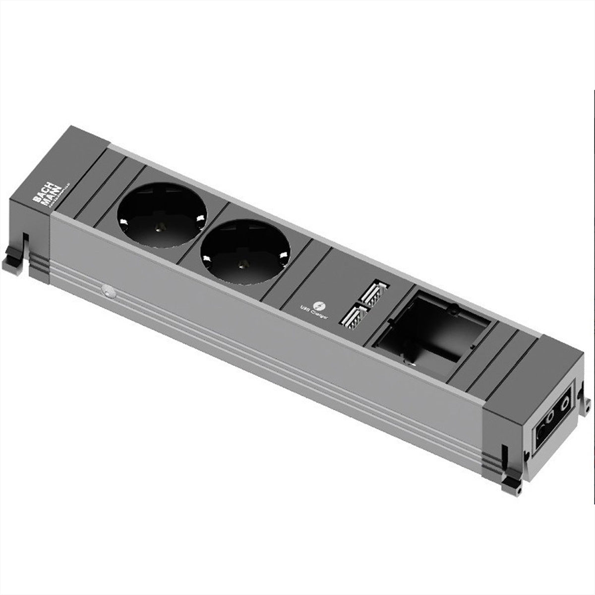 Bachmann Steckdosenleiste – 2× Schuko (Typ F), USB, mit Kinderschutz, schwarz