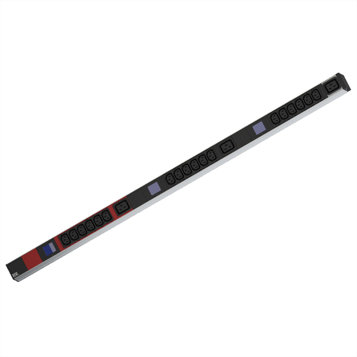 Bachmann BN0500 19" PDU C13×18, C19×3 – Leistungsmessung, LCD – 1U, CEE 3×16A Rot, 3 m