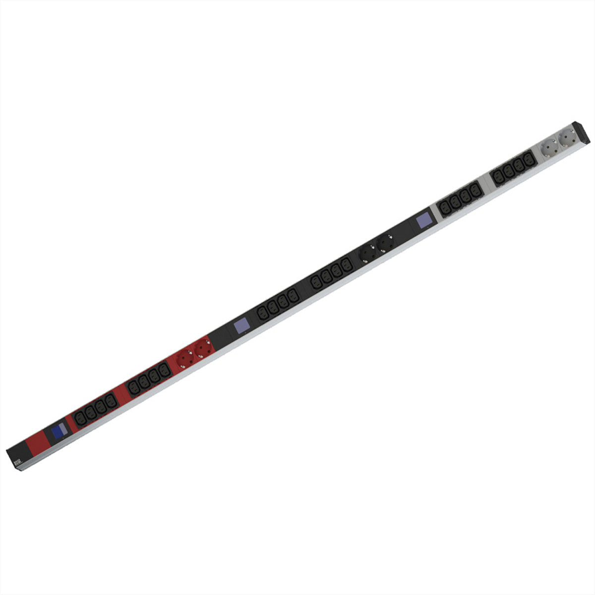 Bachmann Rack-PDU – 1U, 24× IEC C13, 6× Schuko (Typ E/F), CEE 3P+N+PE (rot), 400 V / 16 A, 3-phasig, 3 m