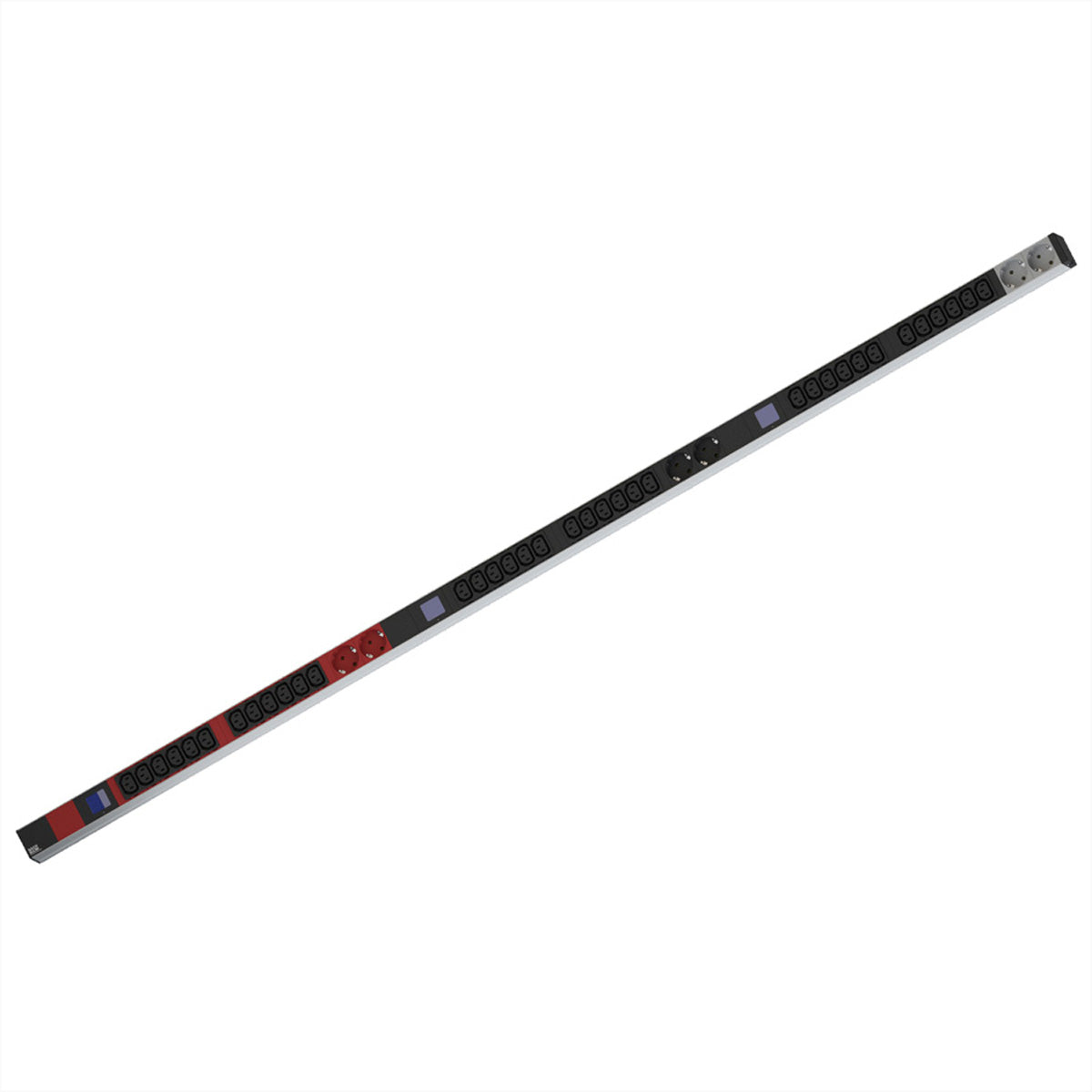 Bachmann BN0500 19" PDU 1U – C13×36, Schutzkontakt×6 – CEE 3×16 A (rot) – Leistungsmessung – schwarz