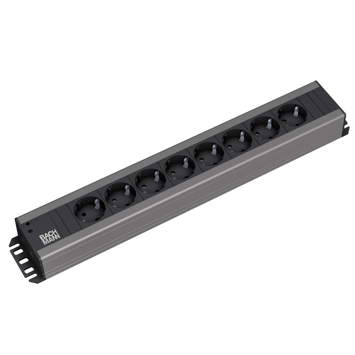 Bachmann Handwerkerleiste – Steckdosenleiste, 8× Schuko (Typ F), mit Schalter, 2 m