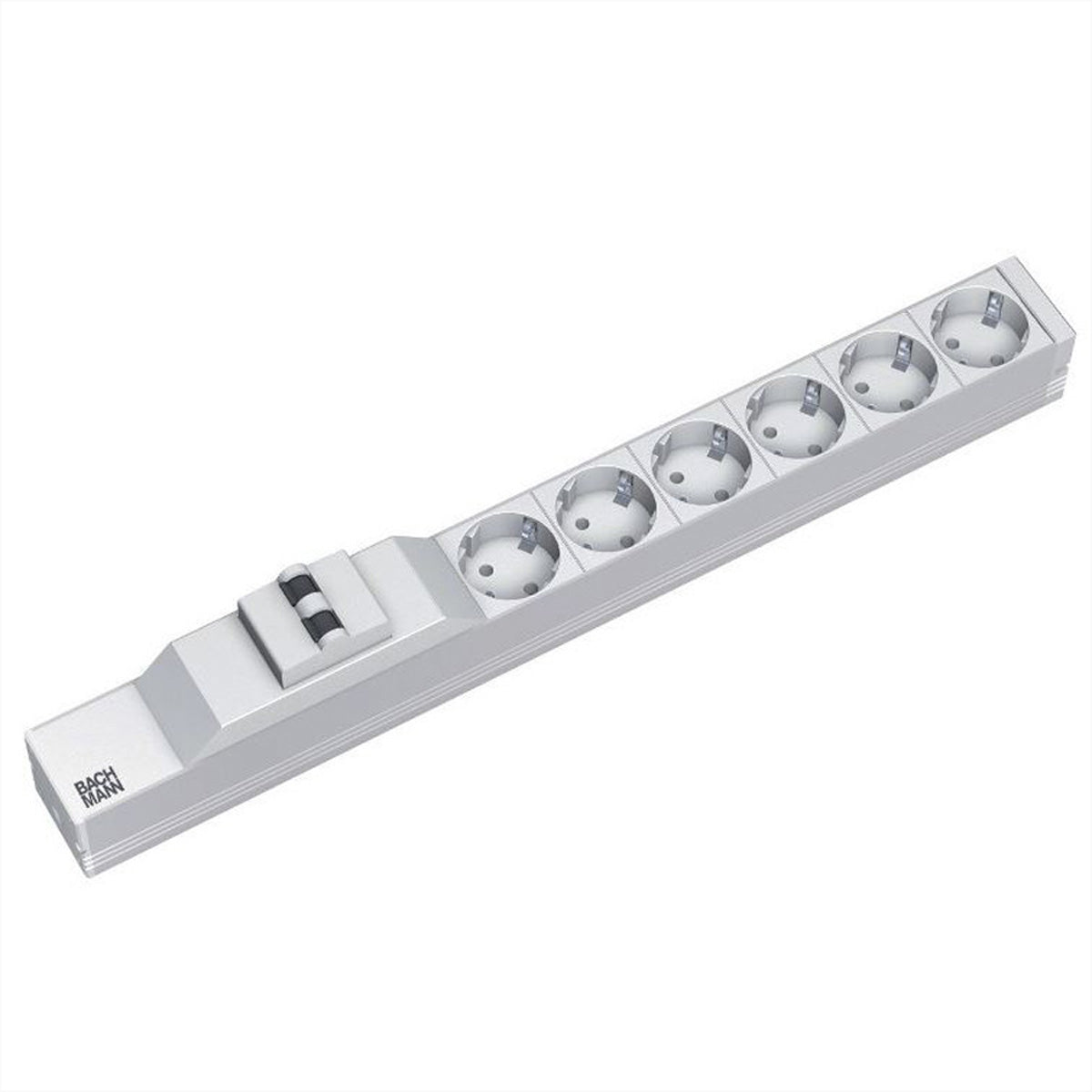 Bachmann 19" Steckdosenleiste 3600 W – Leitungsschutzschalter B16A 2-polig – 1U Rack, Schutzkontakt (CEE 7/3)×
