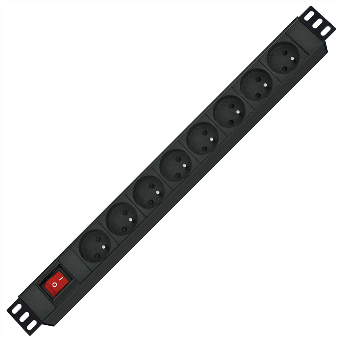 ROLINE 19" Steckdosenleiste, 8×Typ E (UTE), mit Schalter, 1,8 m, Eingang CEE 7/7 – Schwarz