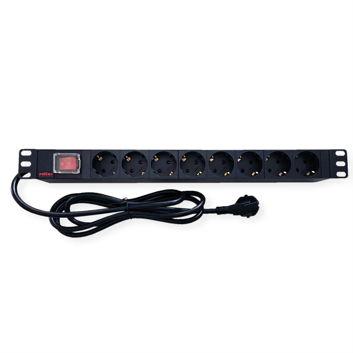 ROLINE Rack-PDU – 1U, 8× Schuko (Typ E/F), 2 m, mit Schalter, 250 V/16 A, schwarz