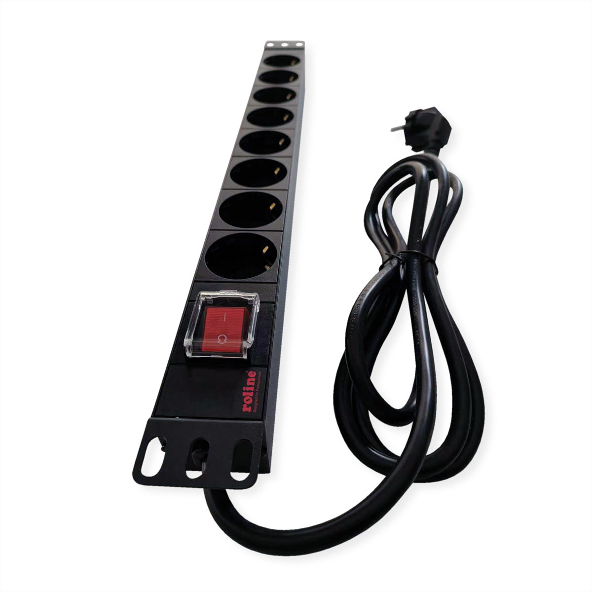 ROLINE Rack-PDU – 1U, 8× Schuko (Typ E/F), 2 m, mit Schalter, 250 V/16 A, schwarz