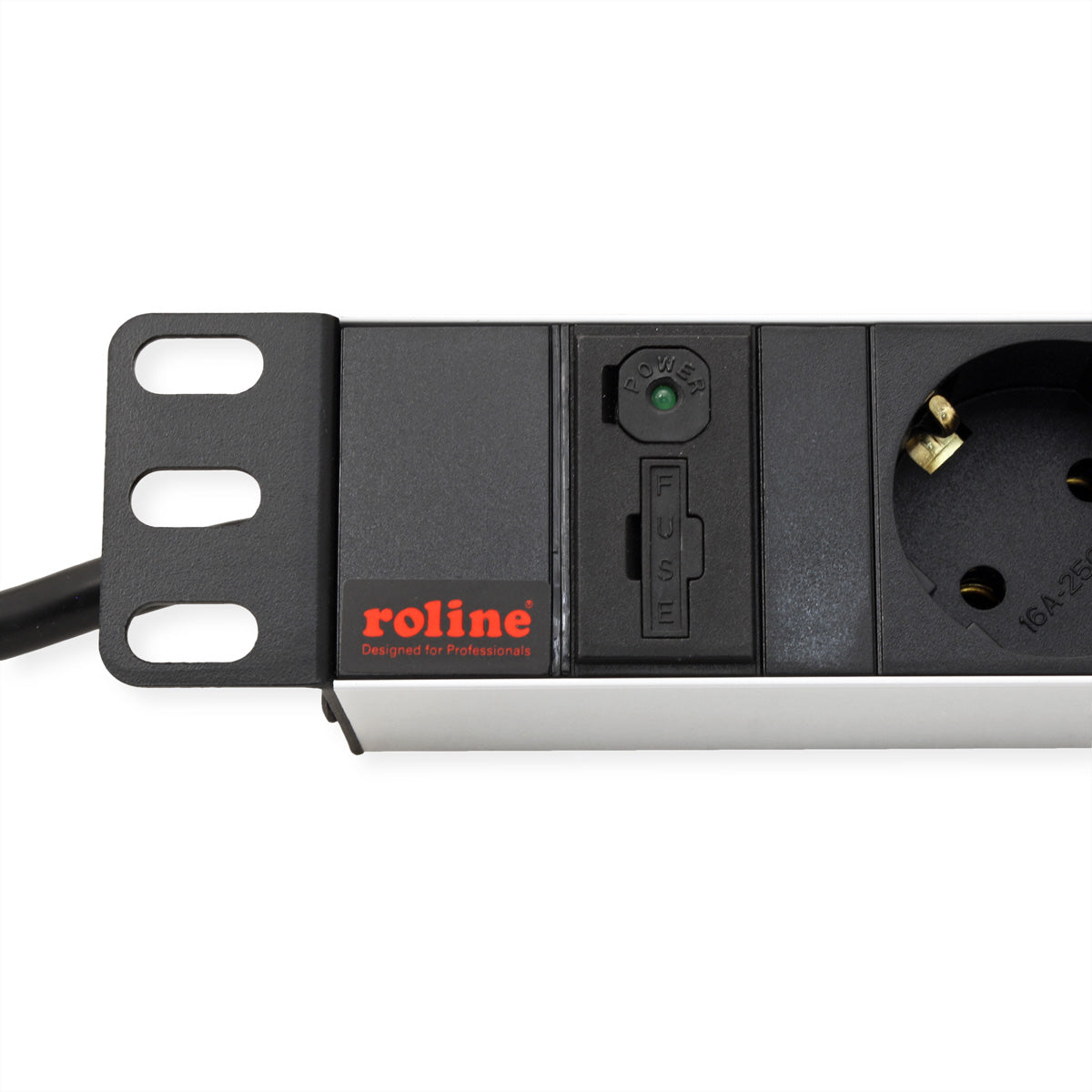ROLINE Steckdosenleiste – 8× Schuko (Typ F), IEC C14, 2 m, ohne Schalter, 250 V/10 A, 2300 W, Aluminium