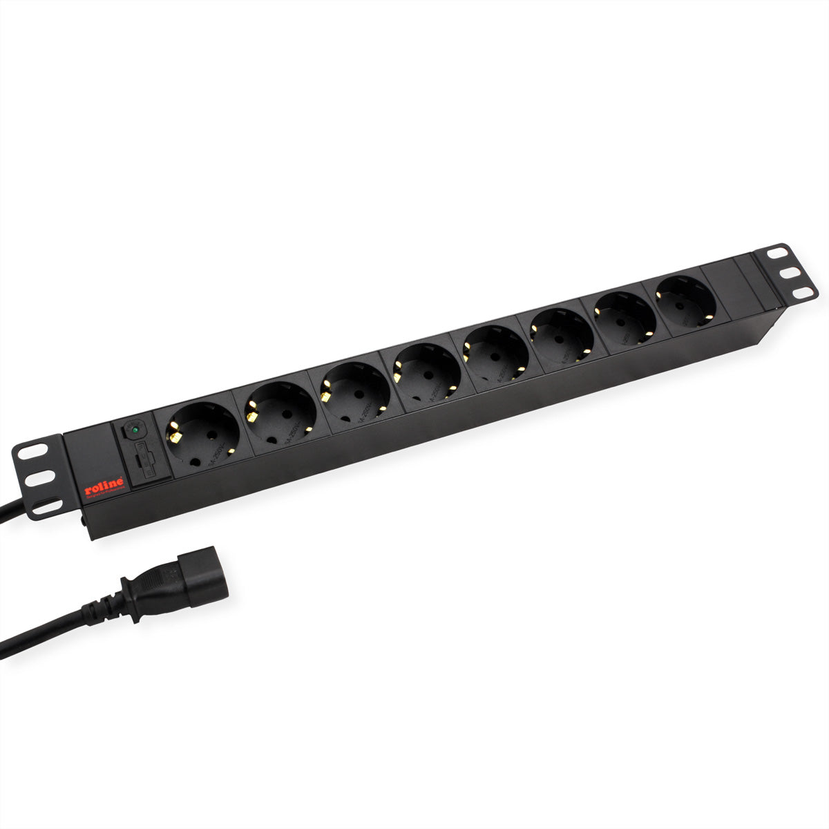 ROLINE Rack-PDU – 19" 1U, 10 A 230 V (2,3 kW), 8×T13, Eingang C14, 2 m – schwarz