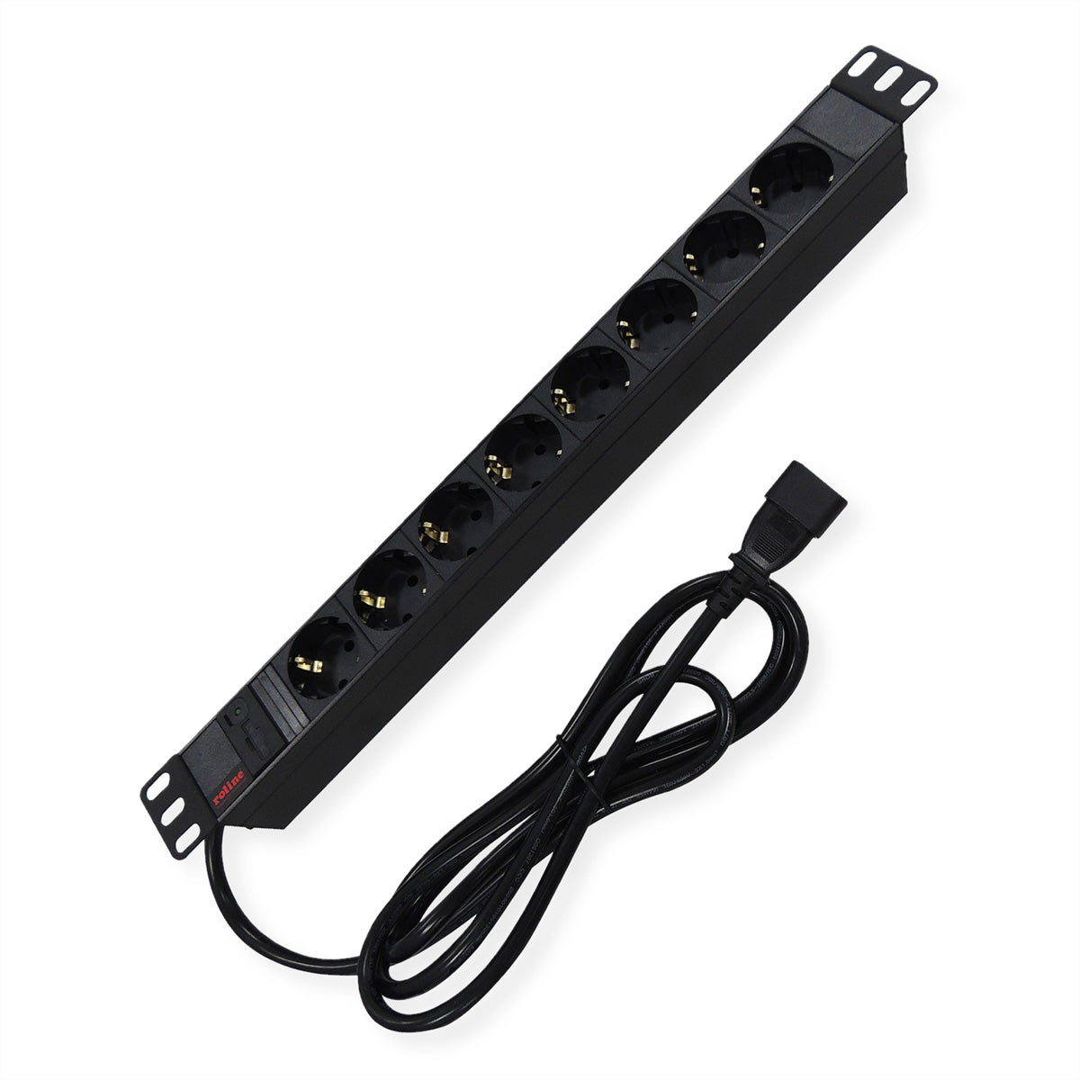 ROLINE Rack-PDU – 19" 1U, 10 A 230 V (2,3 kW), 8×T13, Eingang C14, 2 m – schwarz