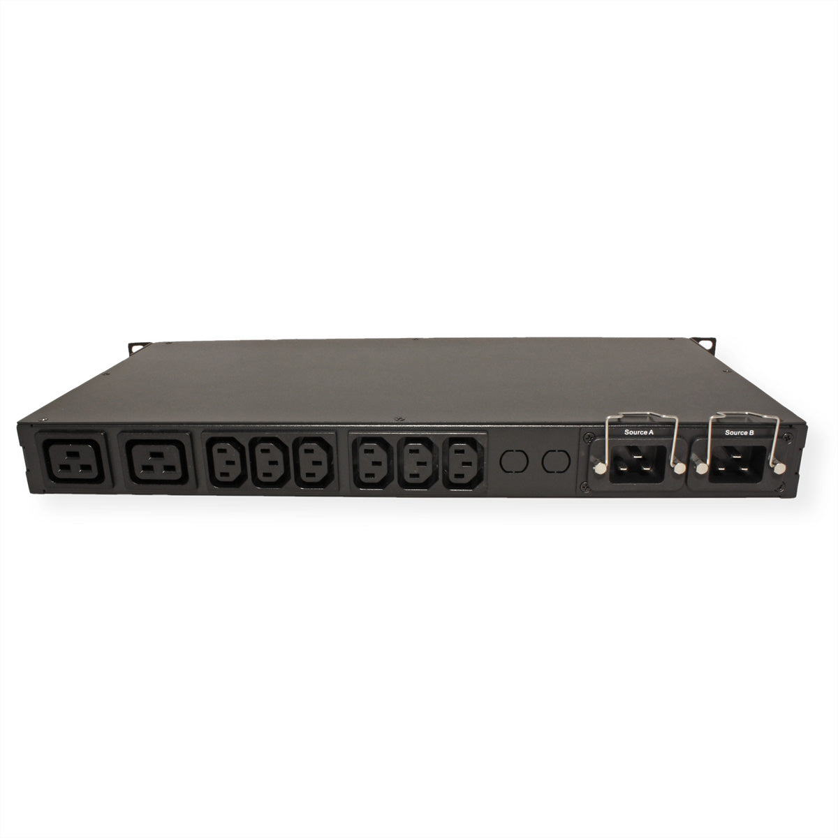ROLINE Rack ATS (Automatischer Transferschalter) – 220–240 V, 2× C20 IN, 6× C13 + 2× C19 OUT, 1U – Schwarz