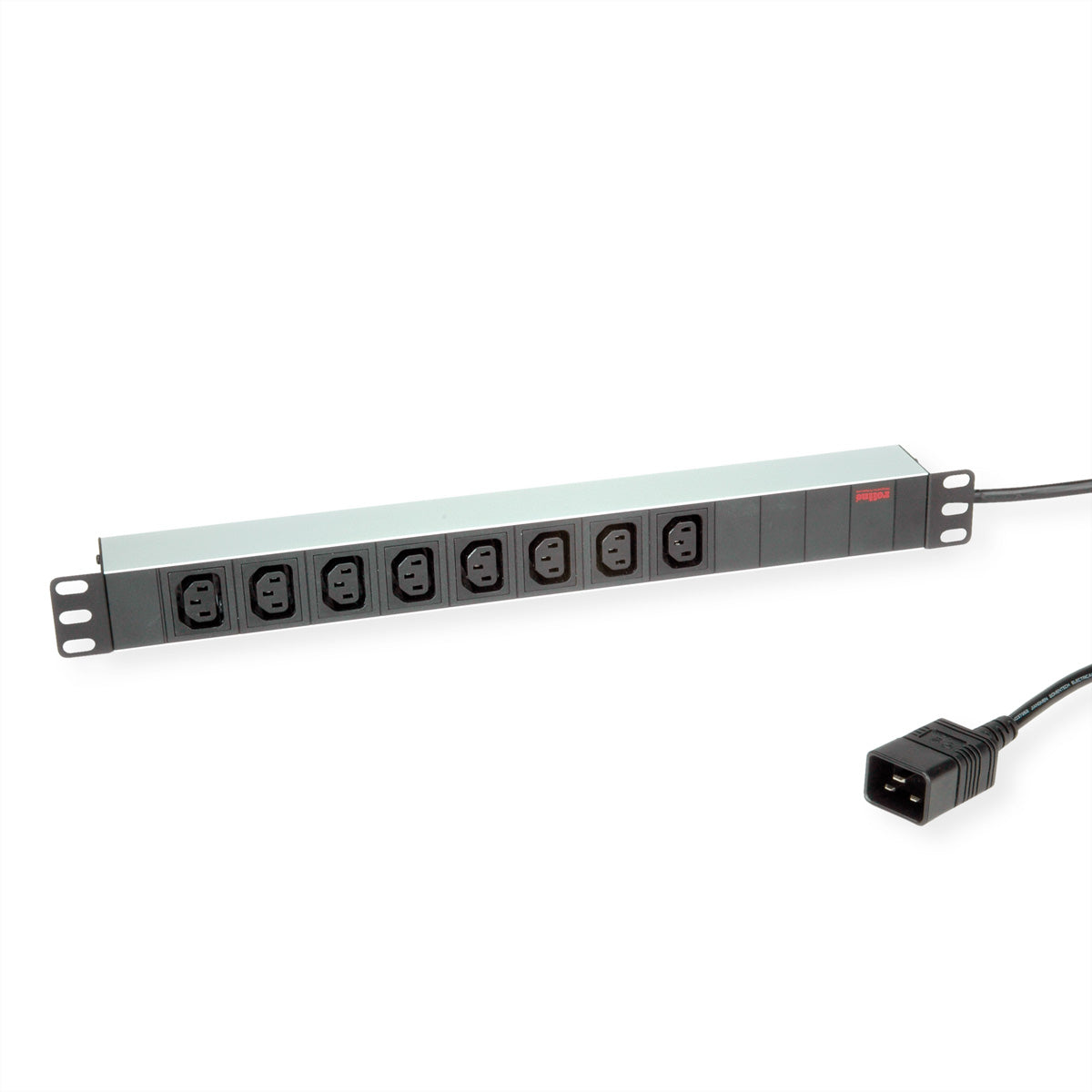 ROLINE Steckdosenleiste – 8×C13, C20 Eingang, 2 m, 19" Rack 1U, Aluminium