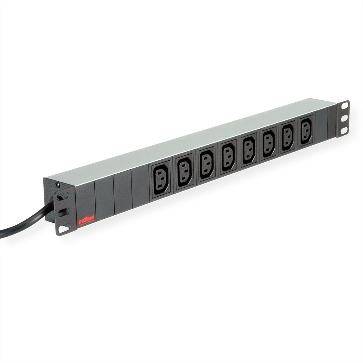 ROLINE Steckdosenleiste – 8×C13, C20 Eingang, 2 m, 19" Rack 1U, Aluminium