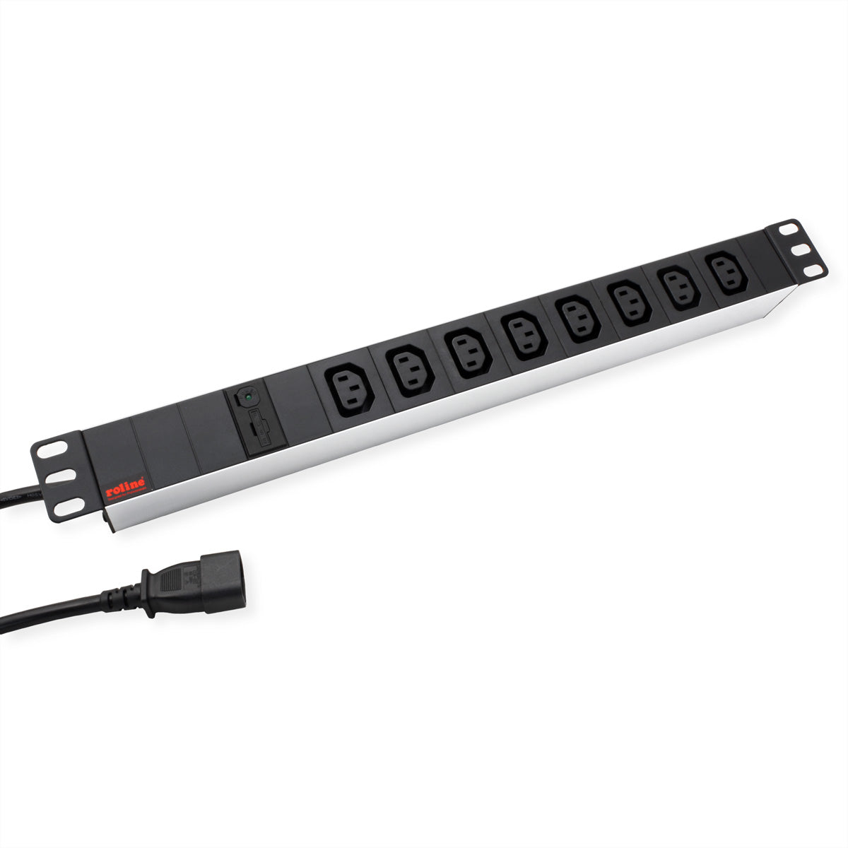 ROLINE 19" Steckdosenleiste, 8× IEC C13, ohne Schalter, 2 m, Stecker IEC C14, 1U