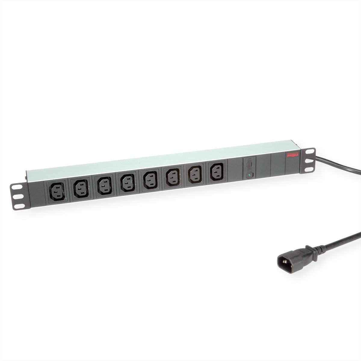 ROLINE 19" Steckdosenleiste, 8× IEC C13, ohne Schalter, 2 m, Stecker IEC C14, 1U