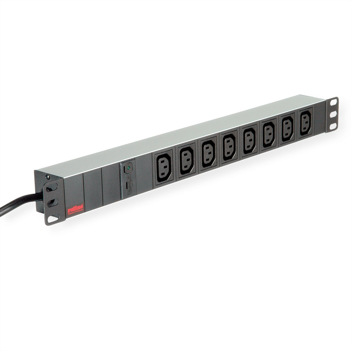 ROLINE 19" Steckdosenleiste, 8× IEC C13, ohne Schalter, 2 m, Stecker IEC C14, 1U